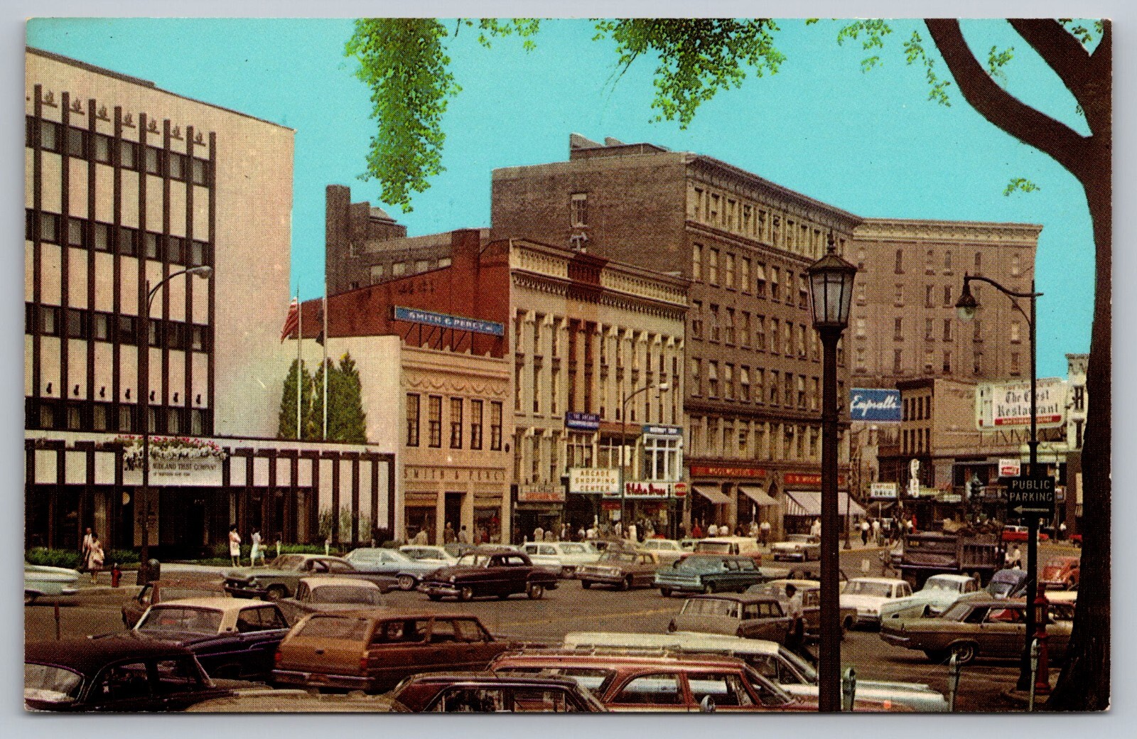 Watertown NY~Downtown Public Square~c1960s UNUSED Jefferson Co New York Postcard