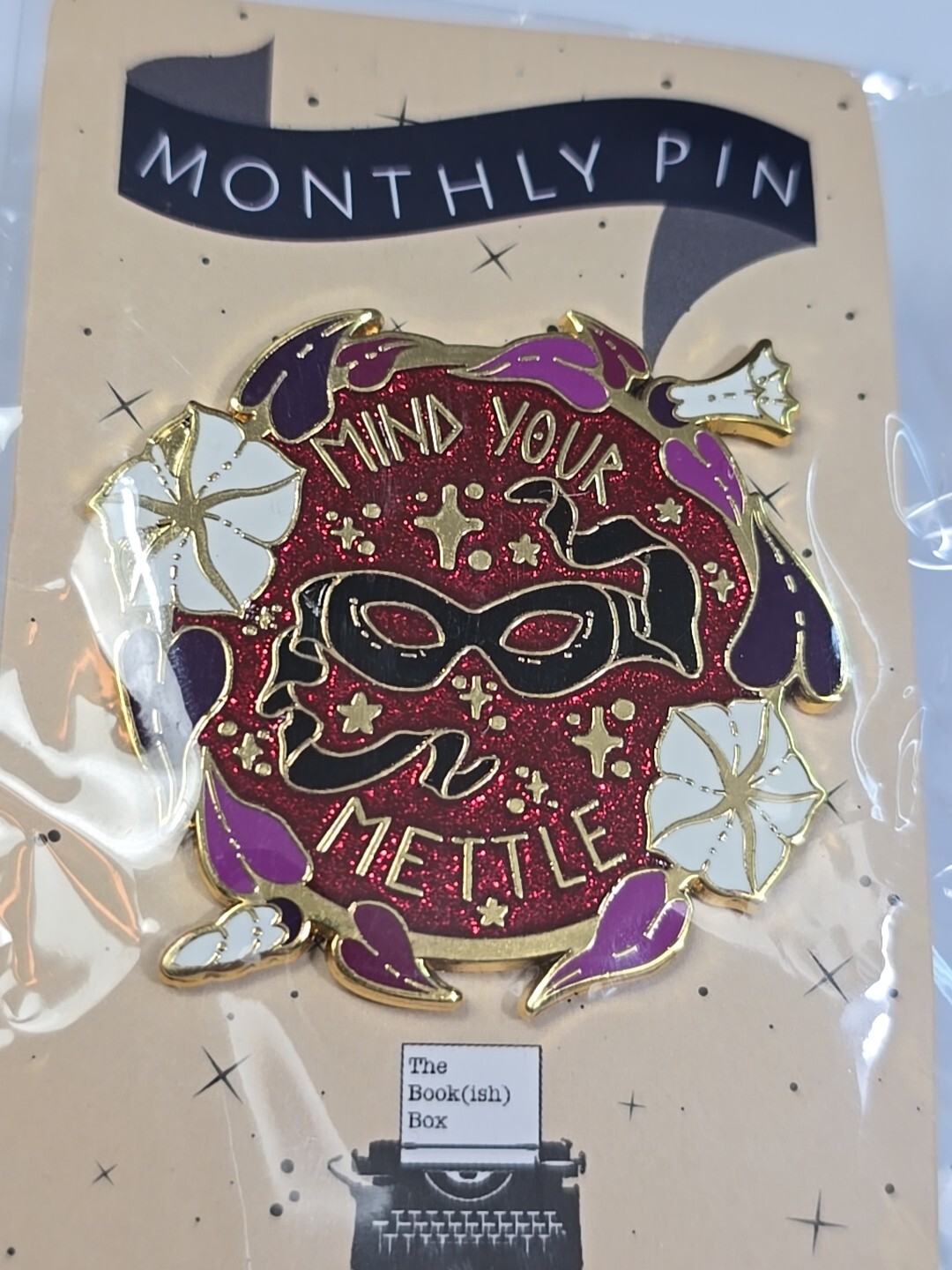 The Bookish Box Monthly Pin September 2021 Defy the Night Mind Your Mettle