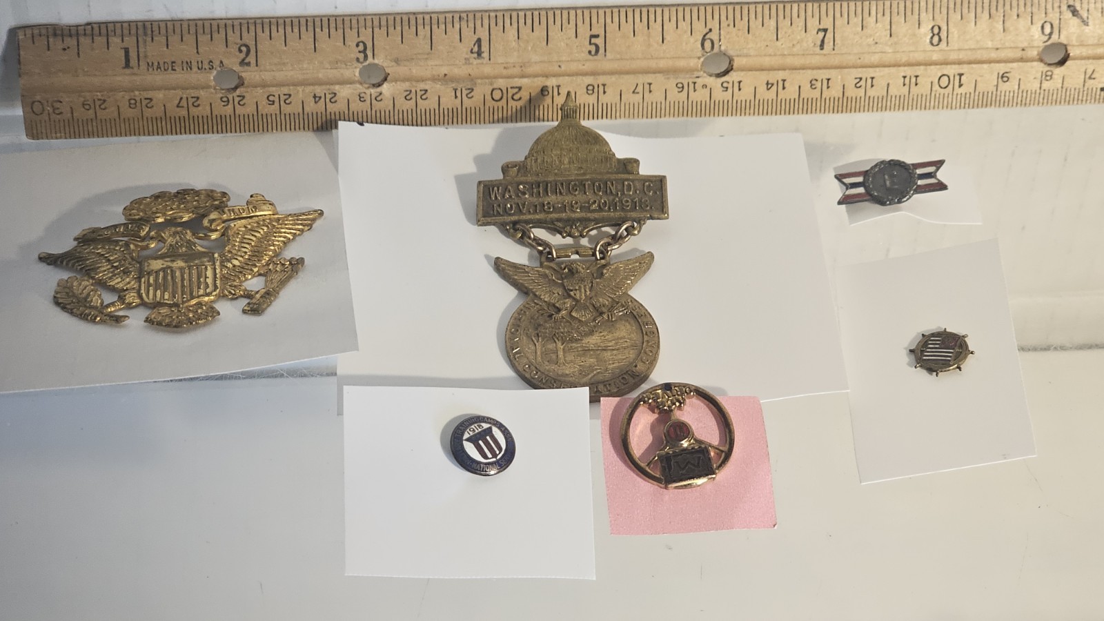 Lot of 6 Antique& Vntg Pins & Hat Badge U.S.Military 