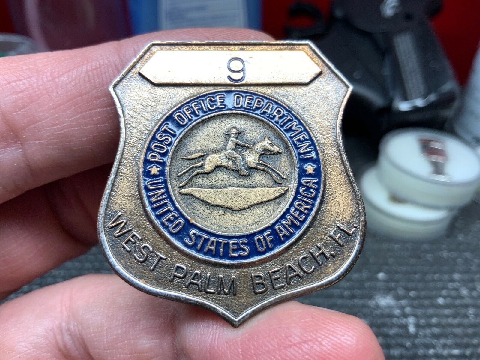 Original Vintage ~ U.S Post Office Department Badge ~ West Palm Beach FL # 9