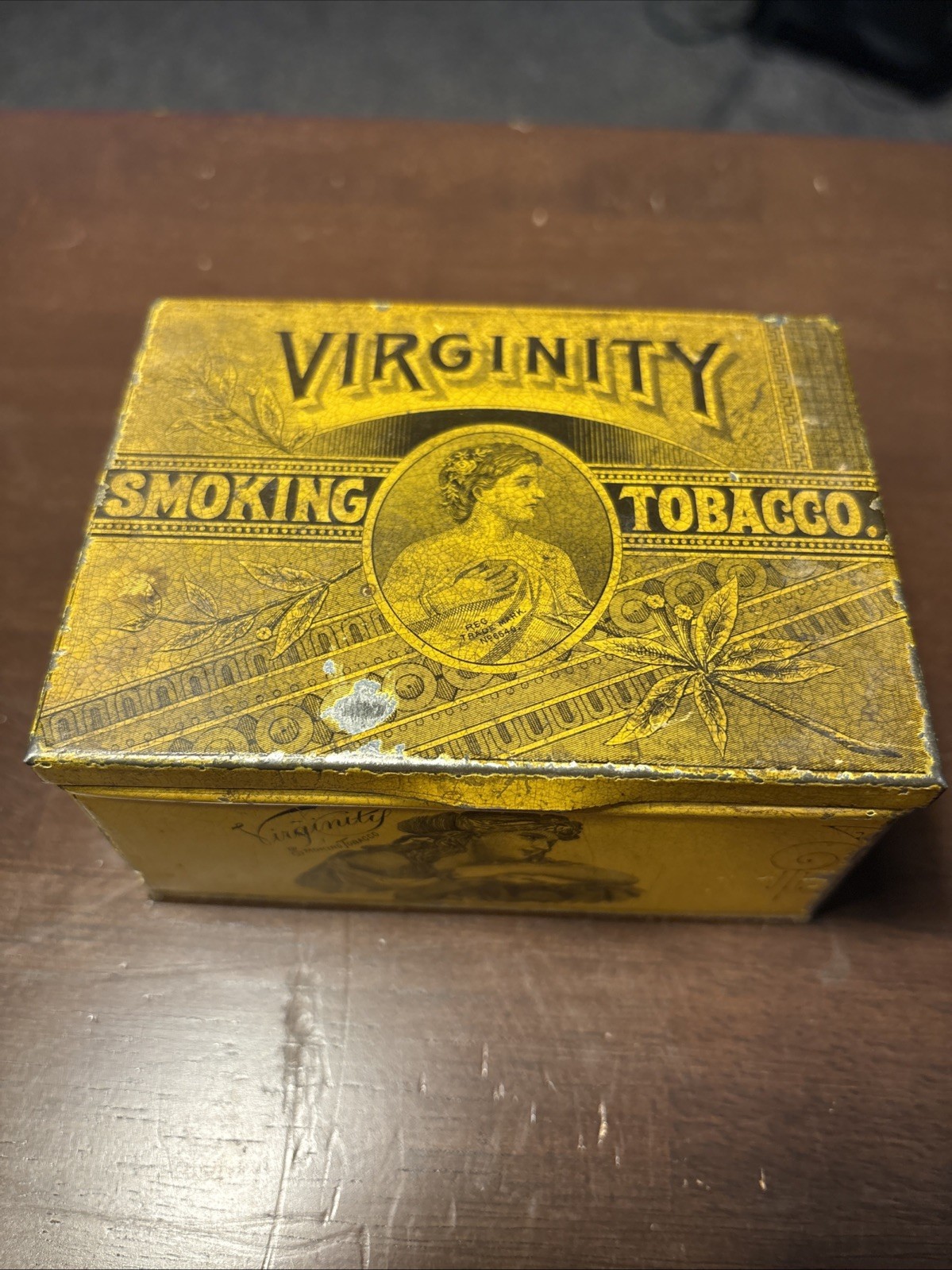 Antique Virginity Smoking Tobacco Tin GW Gail Ax Baltimore Ginna Co NY Caddy