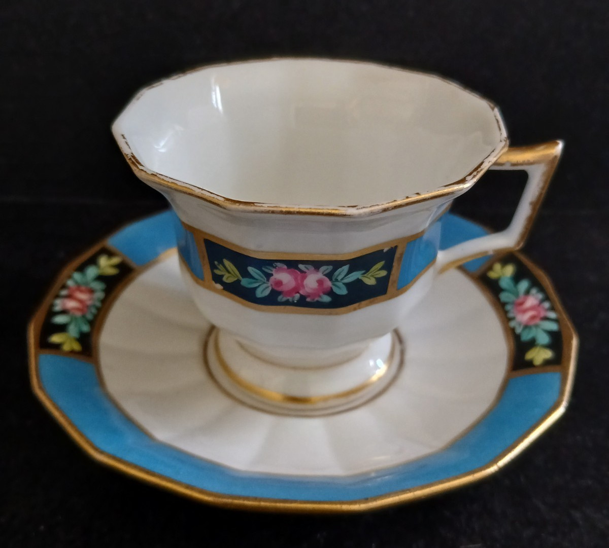 Antique T&V Limoges France Ovington Bros Co NY Demitasse Cup Saucer Set