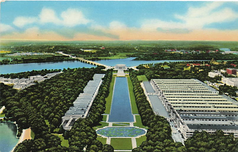 Postcard DC: Aerial View Lincoln Memorial & Navy Buildings, Arlington Virginia Postcard DC: Aerial View Lincoln Memorial & Navy Buildings, Arlington Virginia