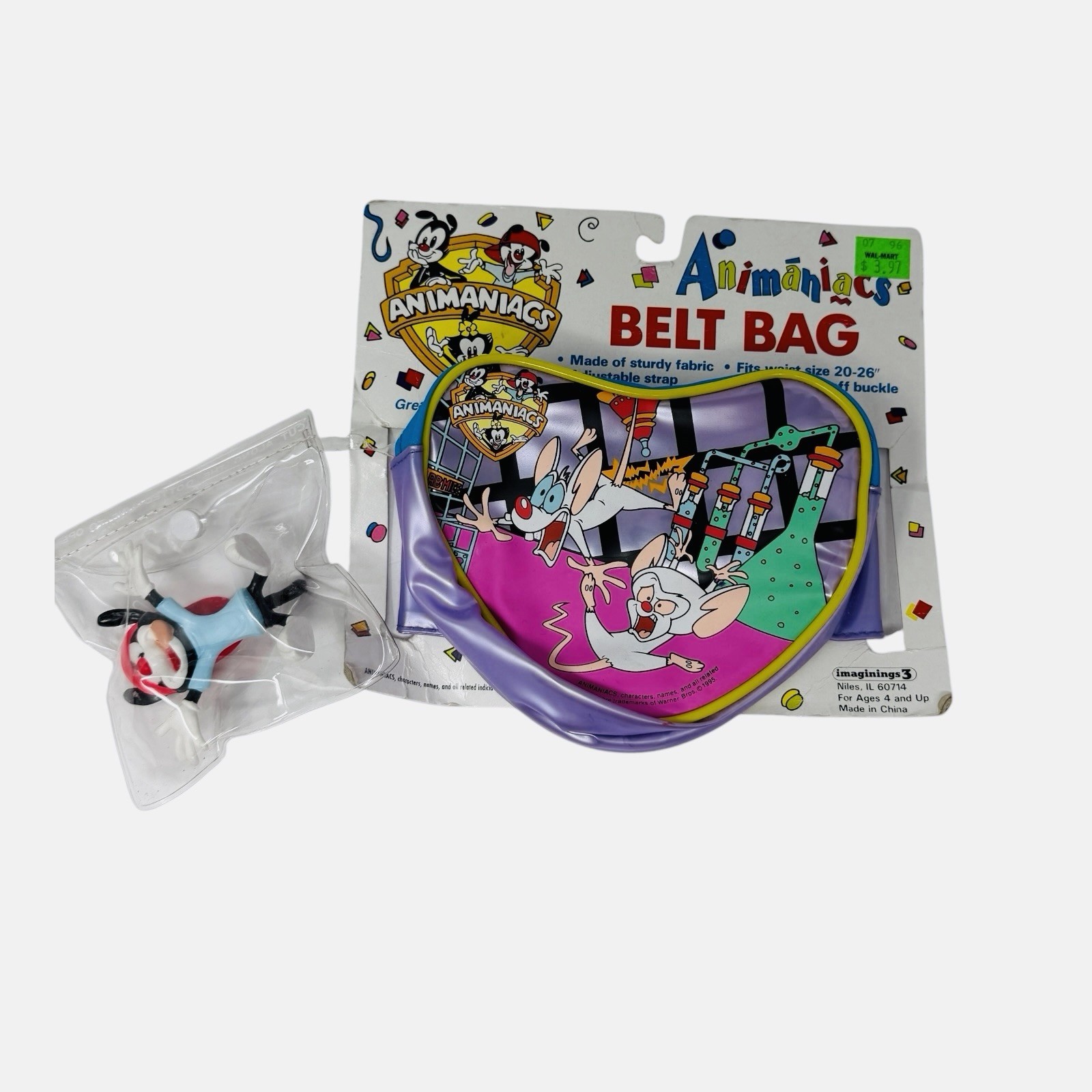 Vintage 1995 Warner Bros Pinky & the Brain Fanny Pack Bag Belt Animaniacs NOS Vintage 1995 Warner Bros Pinky & the Brain Fanny Pack Bag Belt Animaniacs NOS