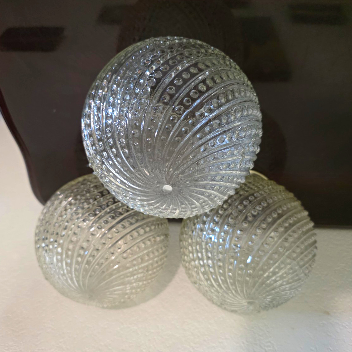 Vintage Clear Glass Hobnail Swirl Ball Light Globe Shade Set of 3 Mid Century Mo Vintage Clear Glass Hobnail Swirl Ball Light Globe Shade Set of 3 Mid Century Mo