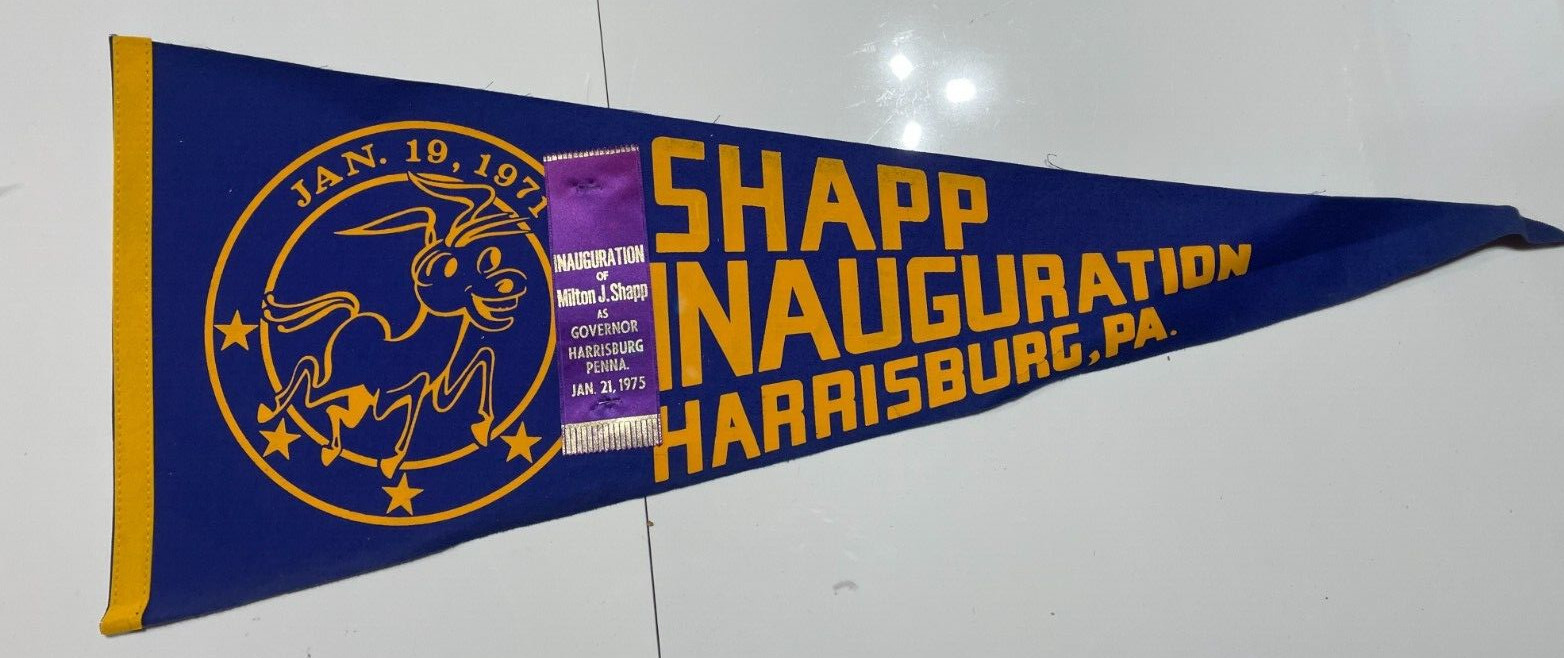 MILTON J.SHAAP GOVENOR PA INAUGURATION 1971 VINTAGE POLITICAL PENNANT MINT MILTON J.SHAAP GOVENOR PA INAUGURATION 1971 VINTAGE POLITICAL PENNANT MINT