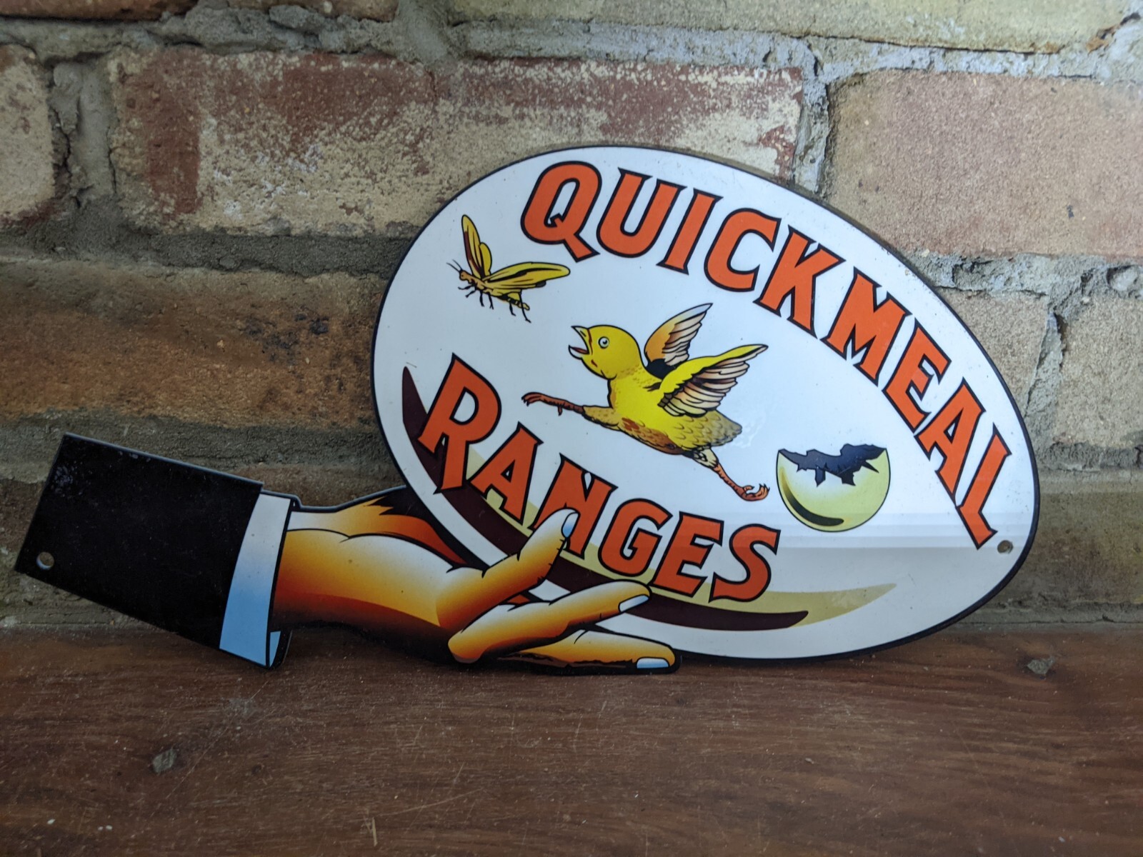 VINTAGE QUICK MEAL GAS RANGES PORCELAIN HEAVY METAL SIGN 12