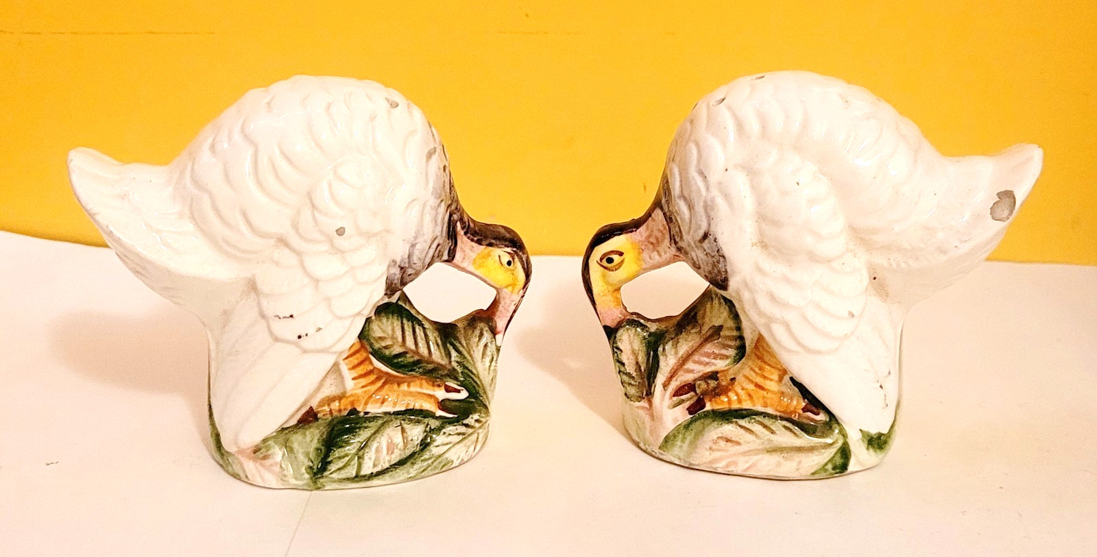 Turkeys Salt & Pepper Shaker Vintage Painted Large w/ corks 