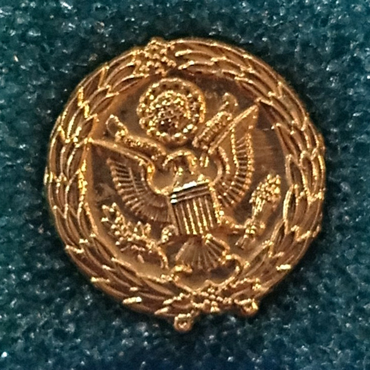Gold Tone U.S. Eagle Great Seal Pinback Badge Insignia Militaria