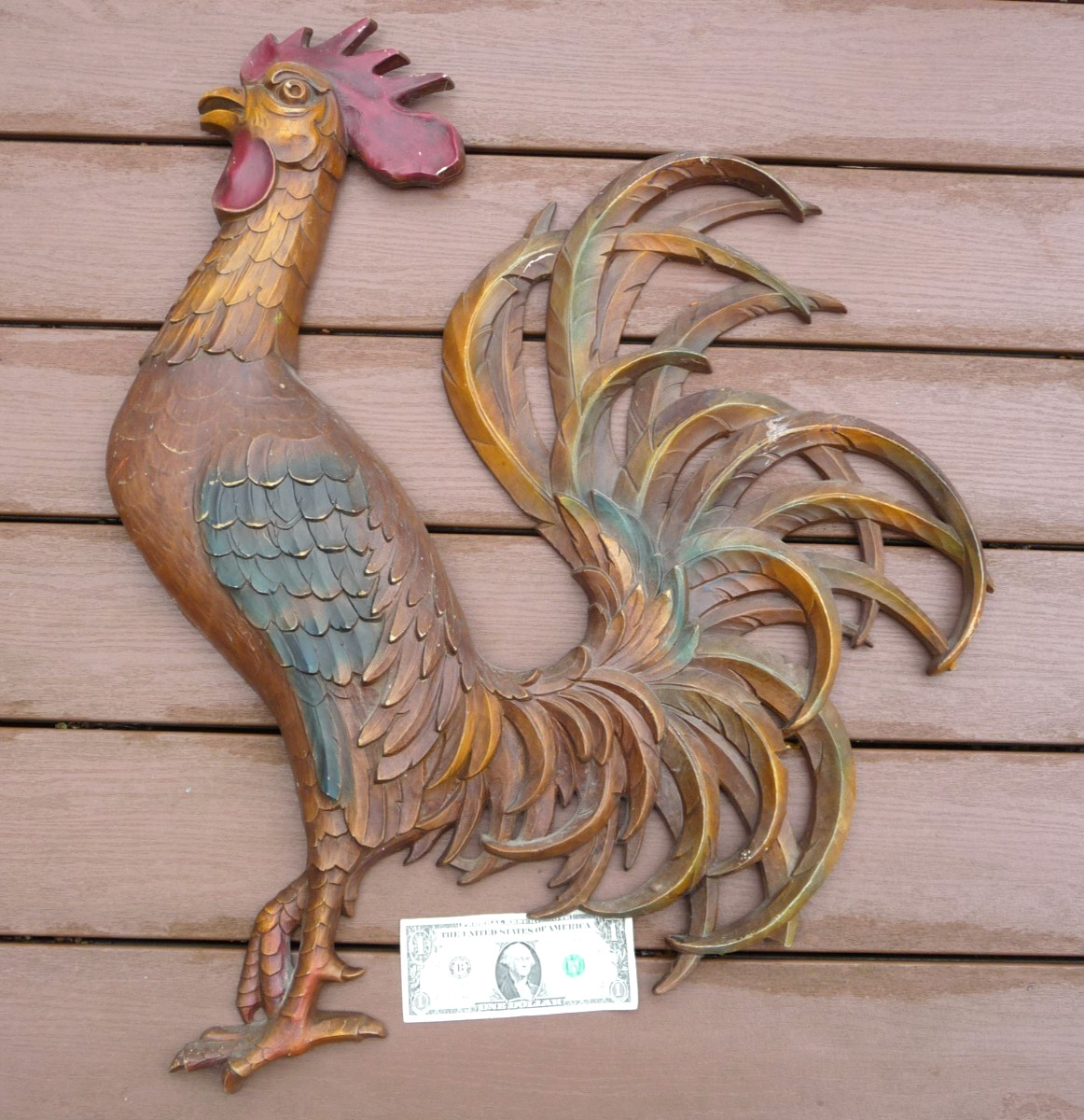 VINTAGE LARGE SYROCO ROOSTER WALL PLAQUE 24\ VINTAGE LARGE SYROCO ROOSTER WALL PLAQUE 24\
