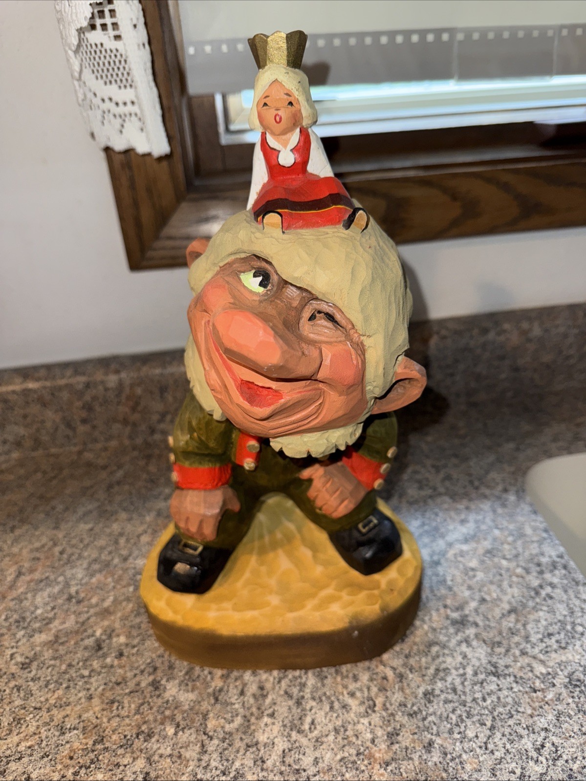 VTG Henning Hand Carved Wooden Troll With Princess Queen Norway Folk Art 12.5” VTG Henning Hand Carved Wooden Troll With Princess Queen Norway Folk Art 12.5”