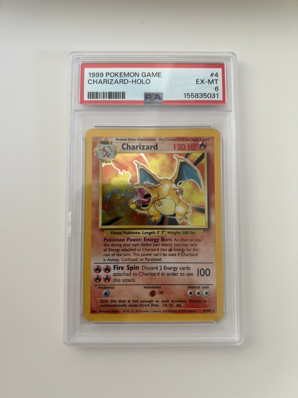 Pokemon Charizard Holo Base Set Unlimited 4/102 PSA 6