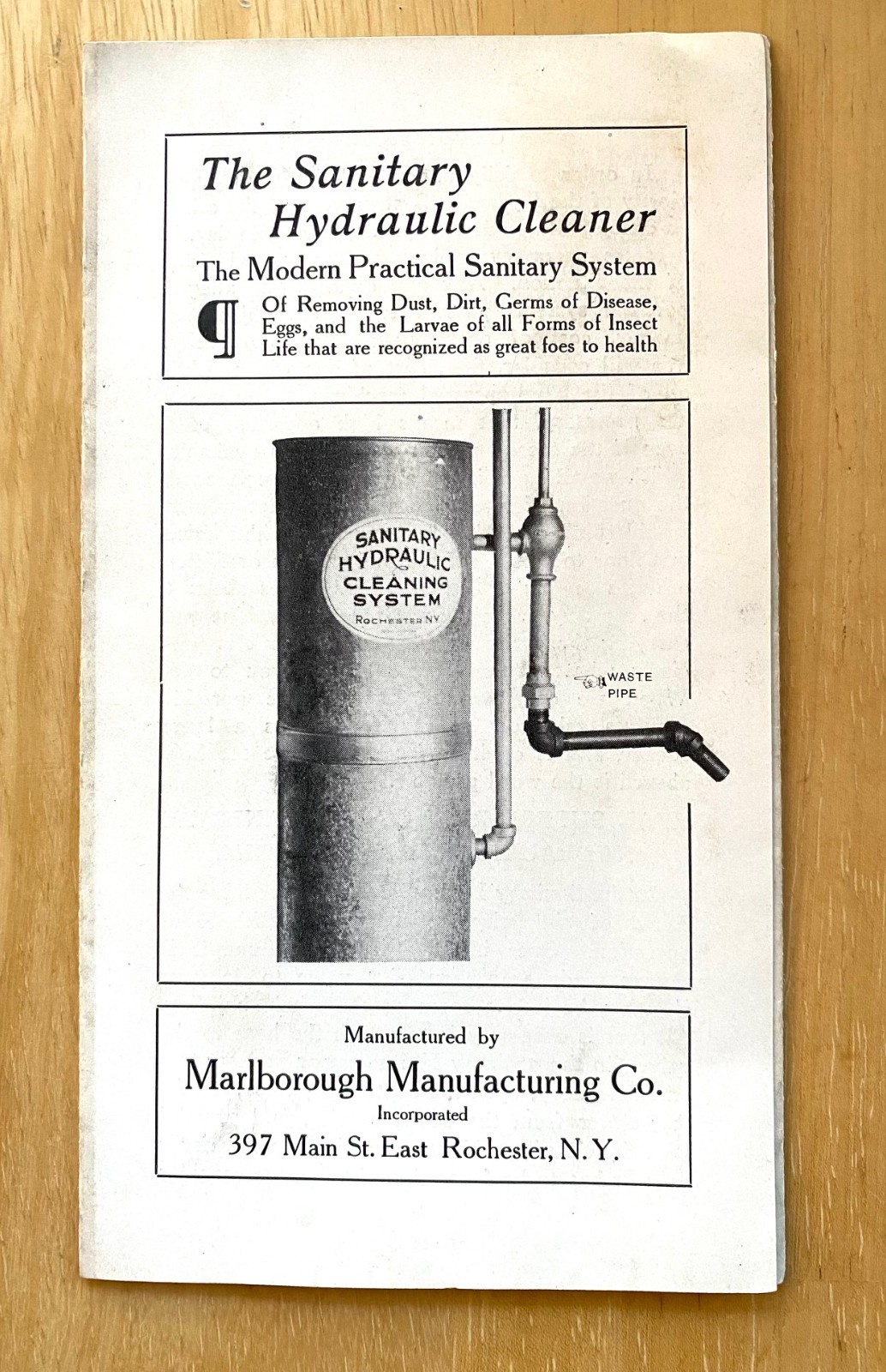 Vintage early  1900's Advertising Brochure Sanitary Hydraulic Cleaner
