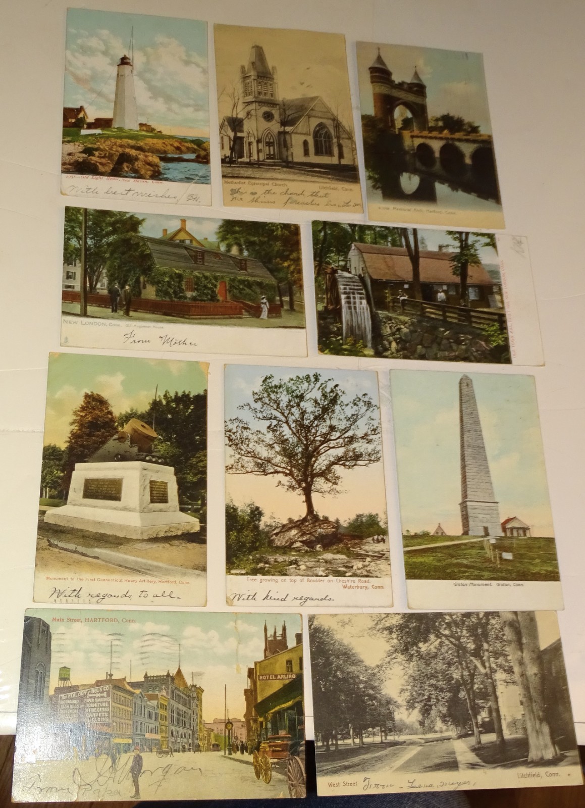 Ten Connecticut Postcards 1906-1909 - New London, Hartford, Waterbury, etc. Ten Connecticut Postcards 1906-1909 - New London, Hartford, Waterbury, etc.