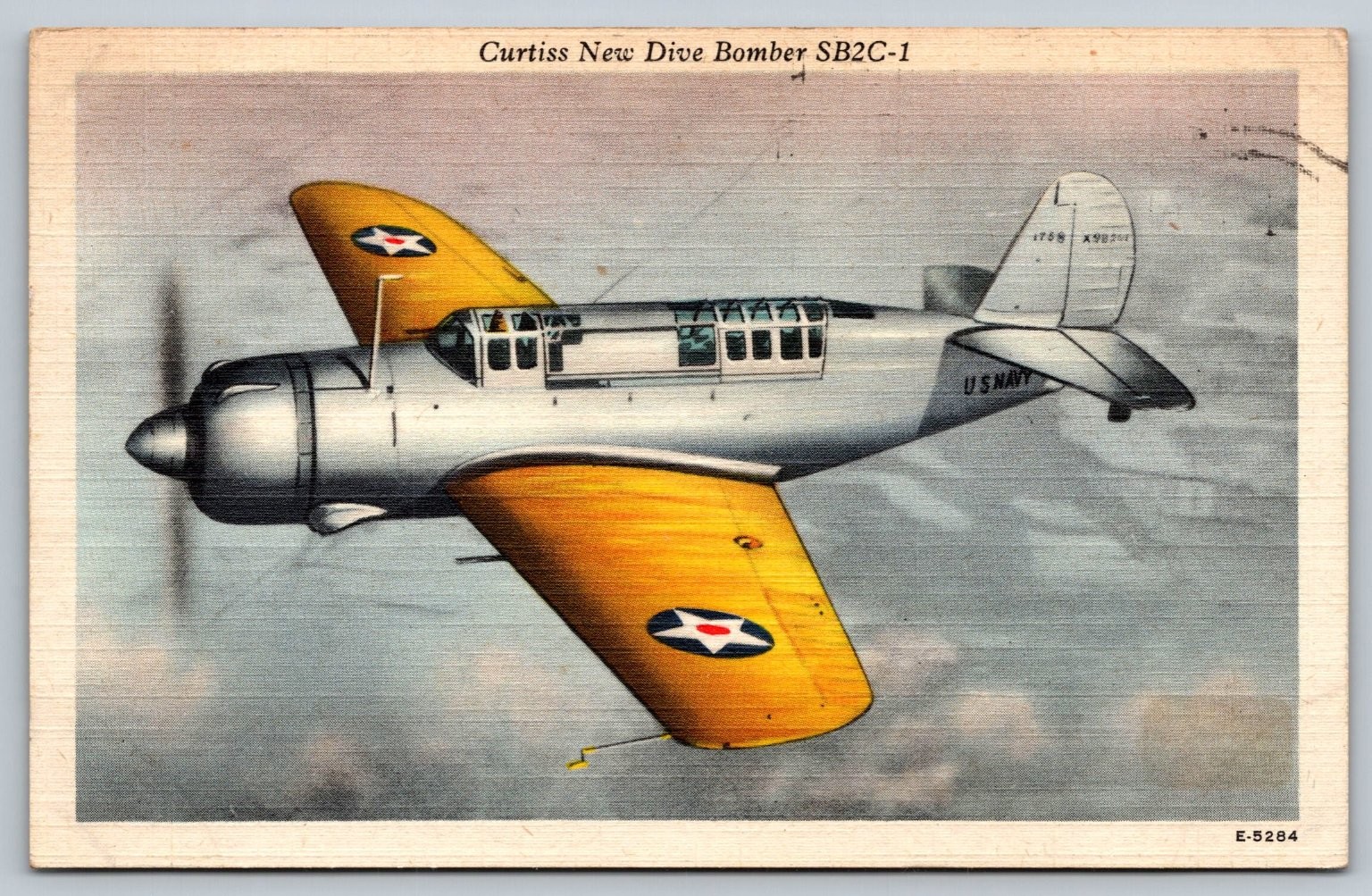 Vintage Curtiss New Dive Bomber SB2C-1 WWII Military Postcard 1942 Vintage Curtiss New Dive Bomber SB2C-1 WWII Military Postcard 1942