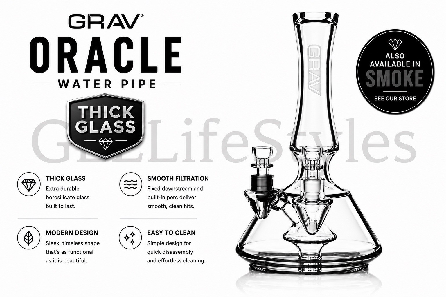 GRAV® ORACLE WATER PIPE, SHORT, SLEEK, AND ROYALLY ELEGANT, QUALITY THICK GLASS GRAV® ORACLE WATER PIPE, SHORT, SLEEK, AND ROYALLY ELEGANT, QUALITY THICK GLASS