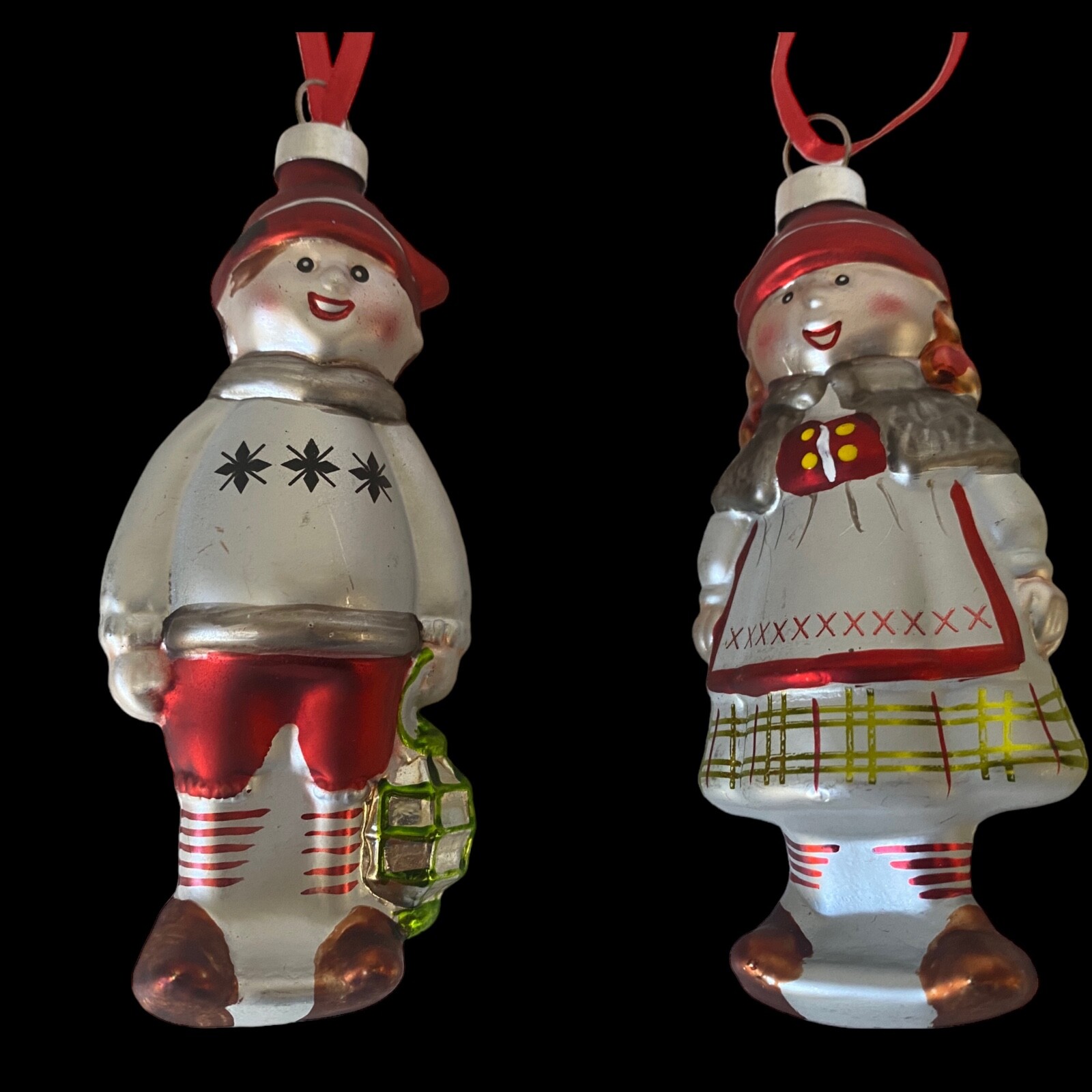 IKEA Girl and Boy YRSNO Glass Tree Hanging Christmas Ornament Decoration