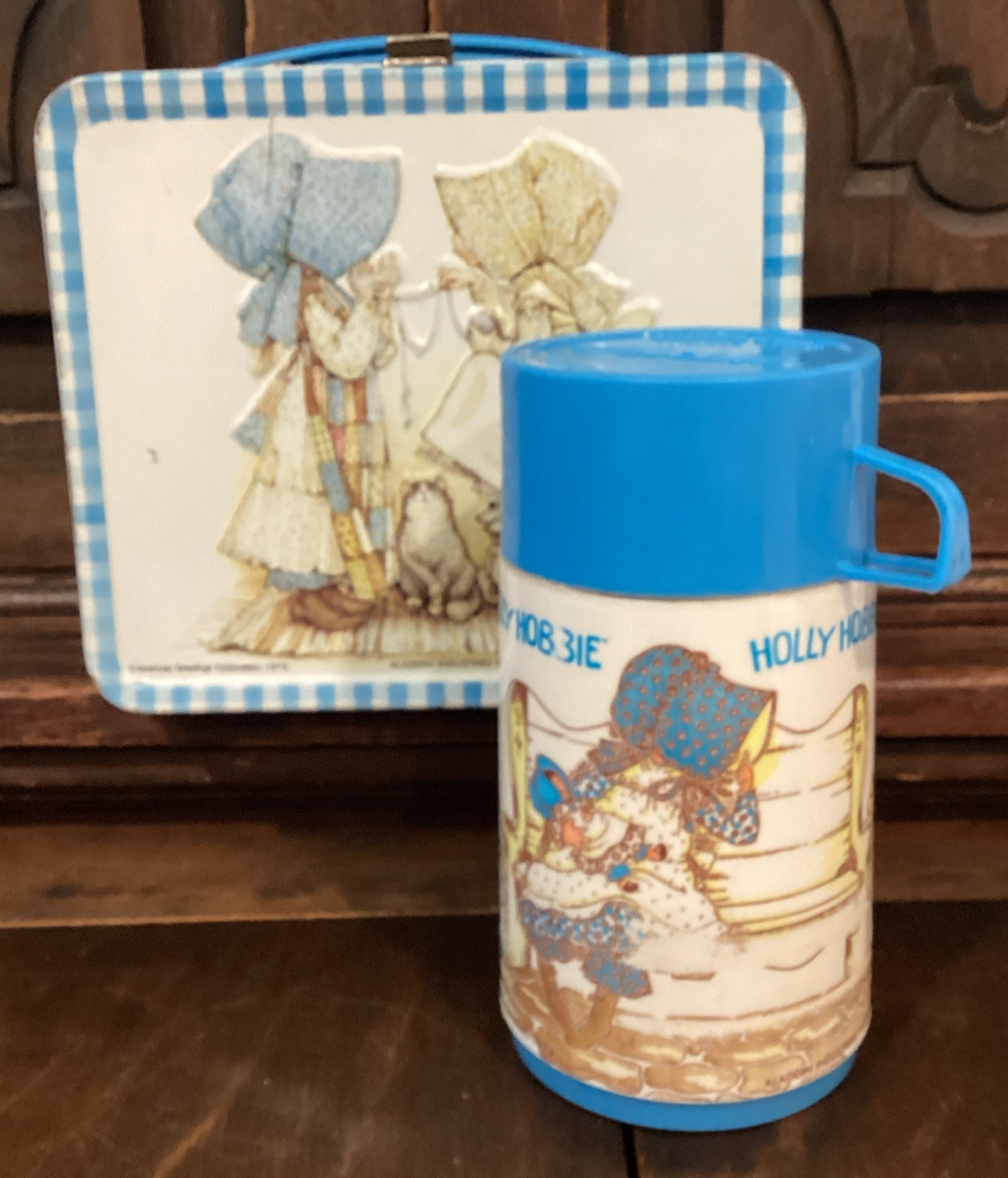 Vintage 1979 Aladdin Holly Hobbie Metal Lunchbox With Thermo Bottle Vintage 1979 Aladdin Holly Hobbie Metal Lunchbox With Thermo Bottle