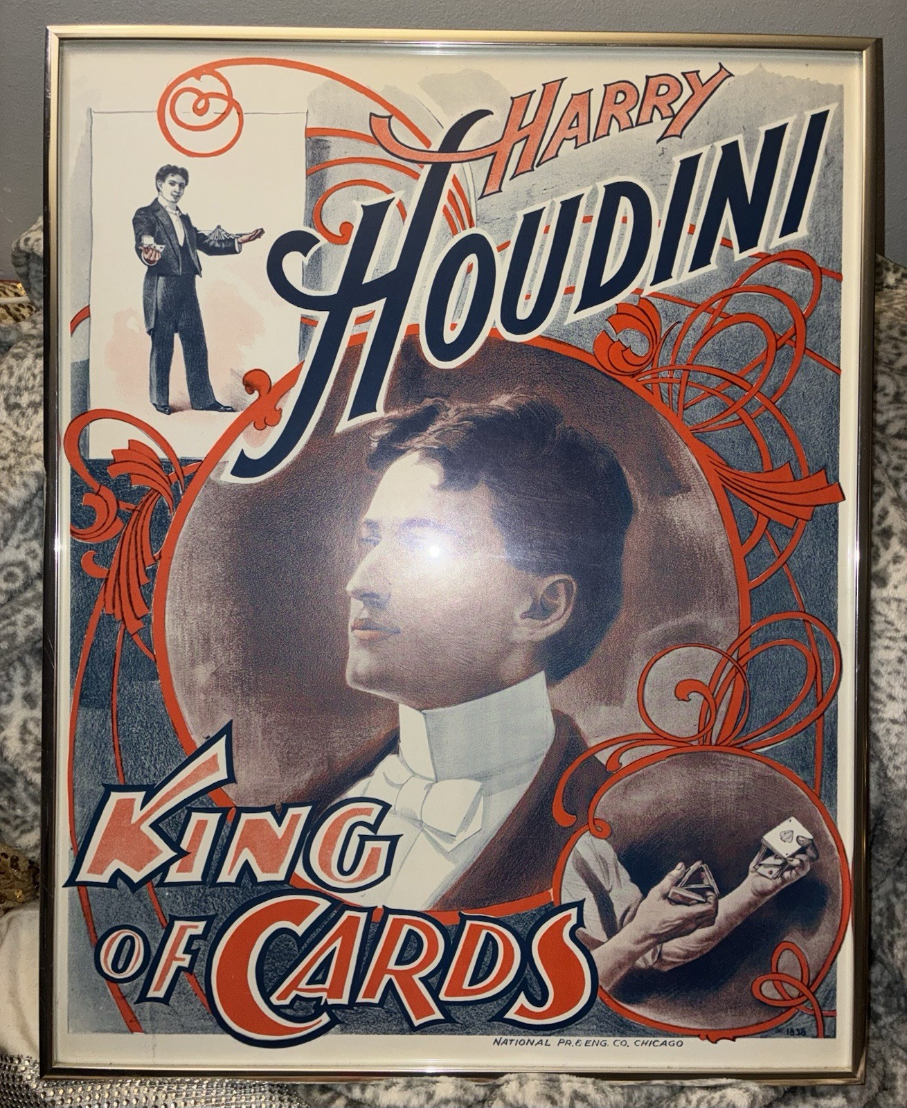 ORIGIONAL Vintage lithographic poster of Harry Houdini, \