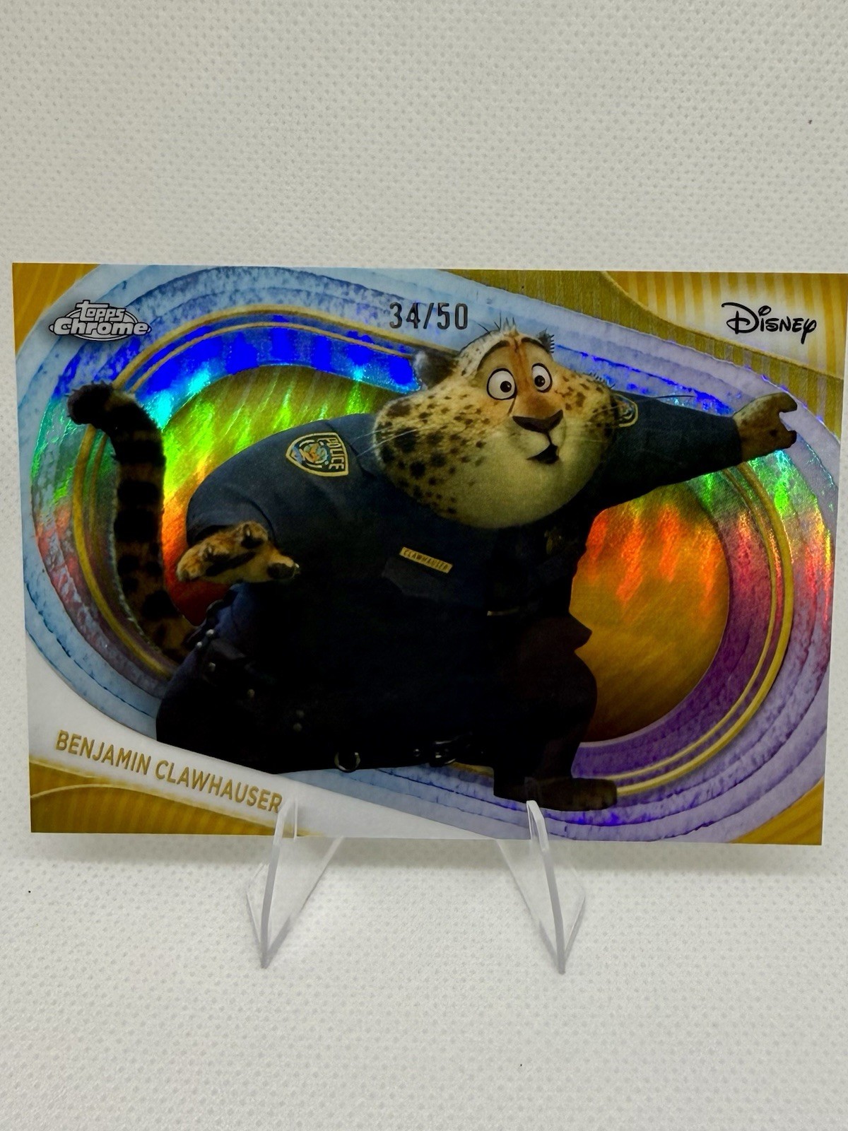 2025 Topps Chrome Disney Benjamin Clawhauser Gold Refractor 34/50 #169 Zootopia