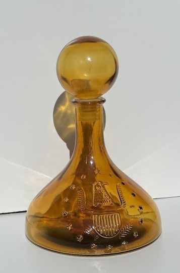 Vintage Amber Glass Eagle Decanter “Freedom For Our Ship” Navy Nautical 12\