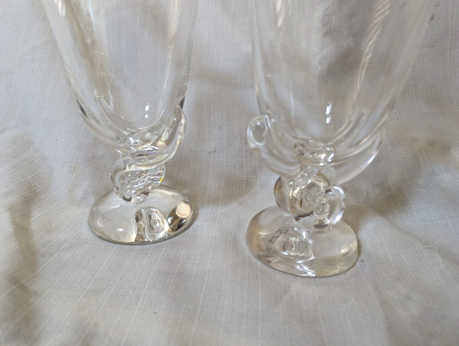 VTG Steuben Glass Vase Scrolls Circular Base George Thompson 