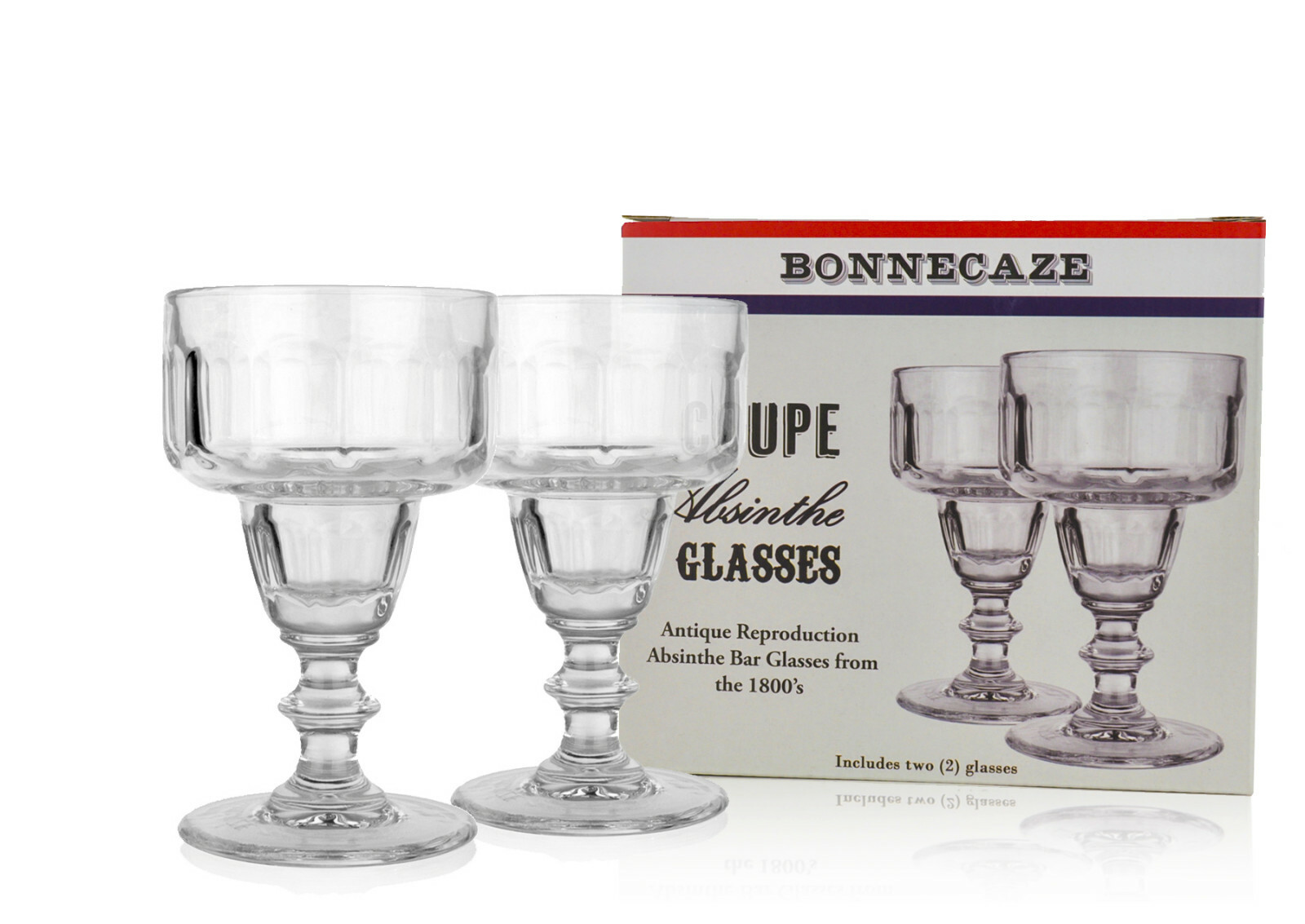 COUPE ABSINTHE GLASSES, SET OF TWO & 10 SUGAR CUBES (5 PACKETS) COUPE ABSINTHE GLASSES, SET OF TWO & 10 SUGAR CUBES (5 PACKETS)