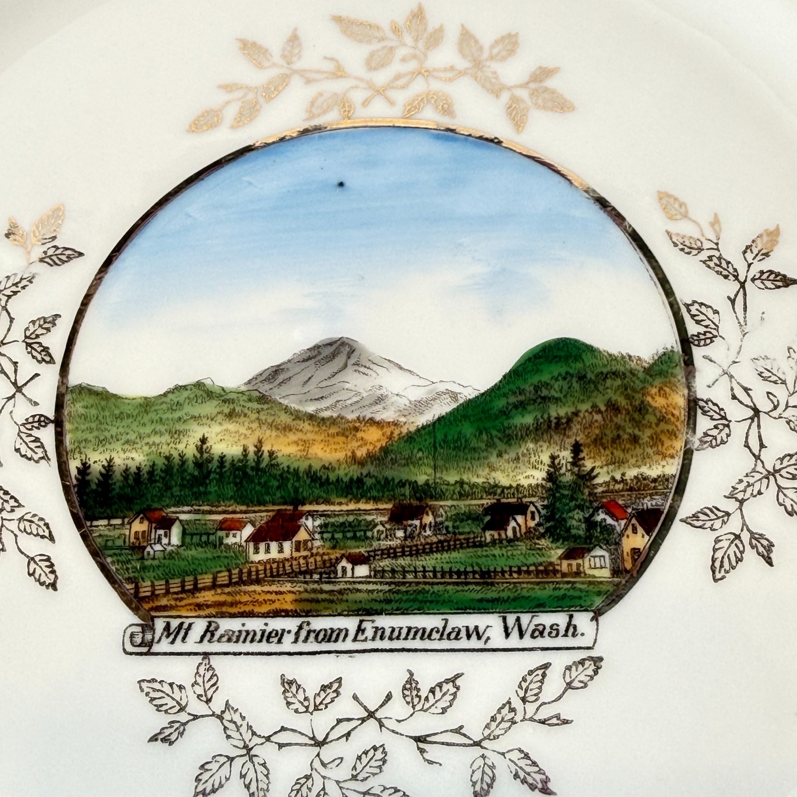 ENUMCLAW Mt Rainer  WA WASHINGTON Antique Souvenir RARE China Dish Plate