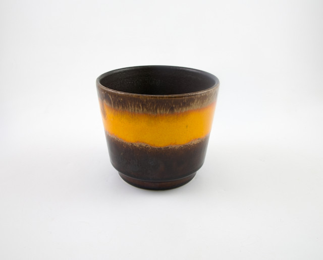 Vintage Mid Century Scheurich W Germany Orange & Brown Lava Glaze Planter 806-12