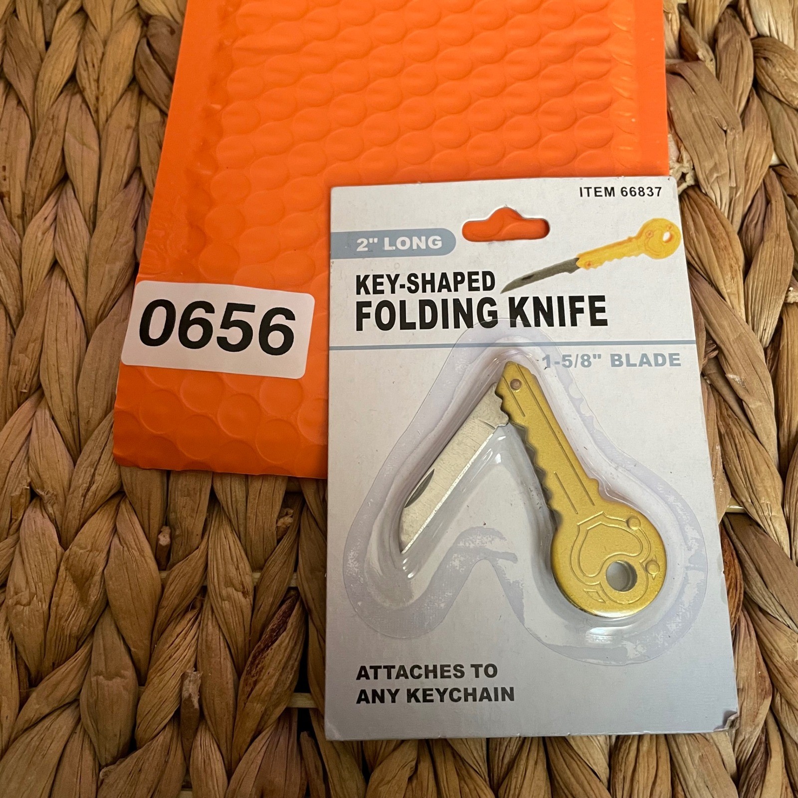 ✅ Harbor Freight Key-Shaped Folding Knife Gold 1-5/8\