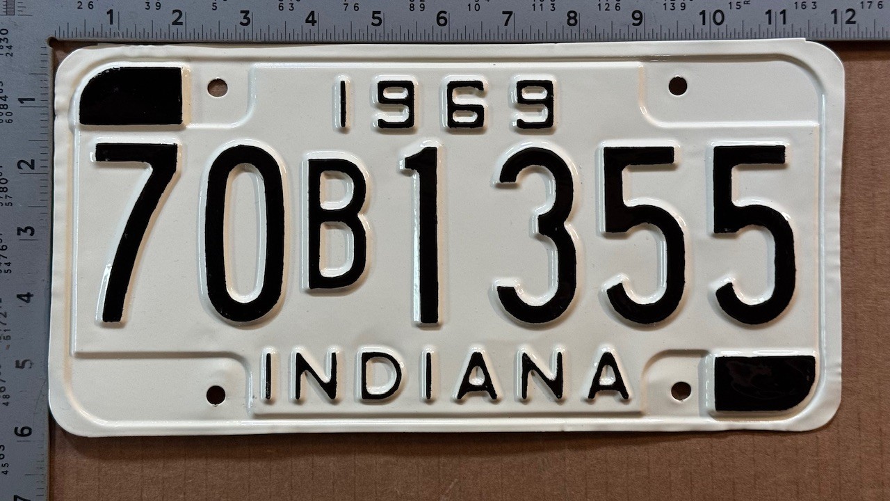 1969 Indiana license plate 70B 1355 YOM DMV Rush HIGH QUALITY RESTORED 23976 1969 Indiana license plate 70B 1355 YOM DMV Rush HIGH QUALITY RESTORED 23976
