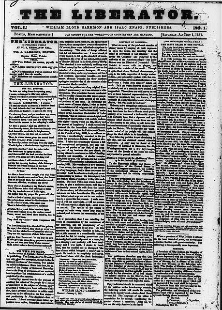 Boston Massachusetts USA 1831 The Liberator abolitionist newspaper issue
