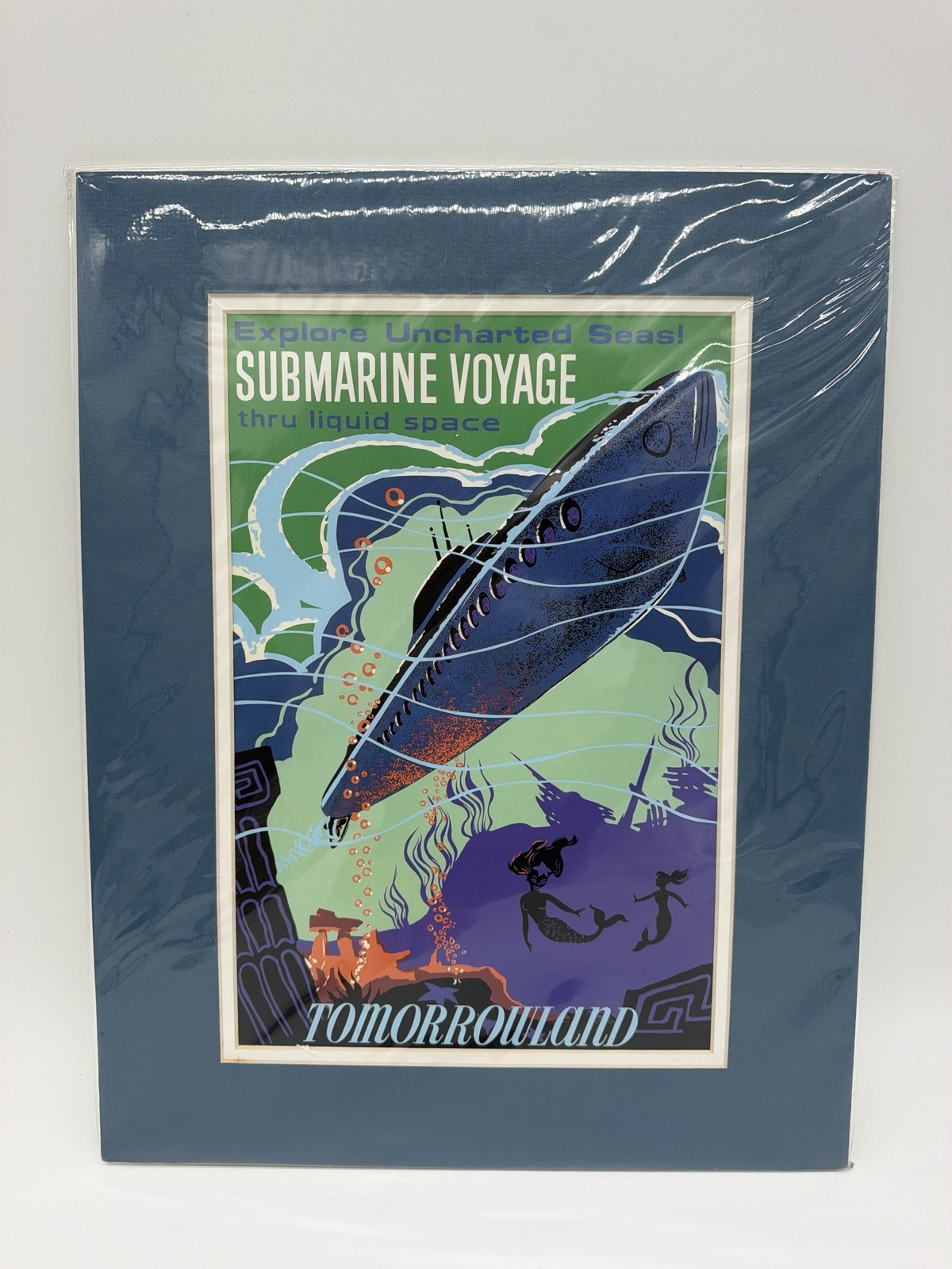 Disneyland Submarine Voyage Tomorrowland Attraction Poster Print Matted Sealed