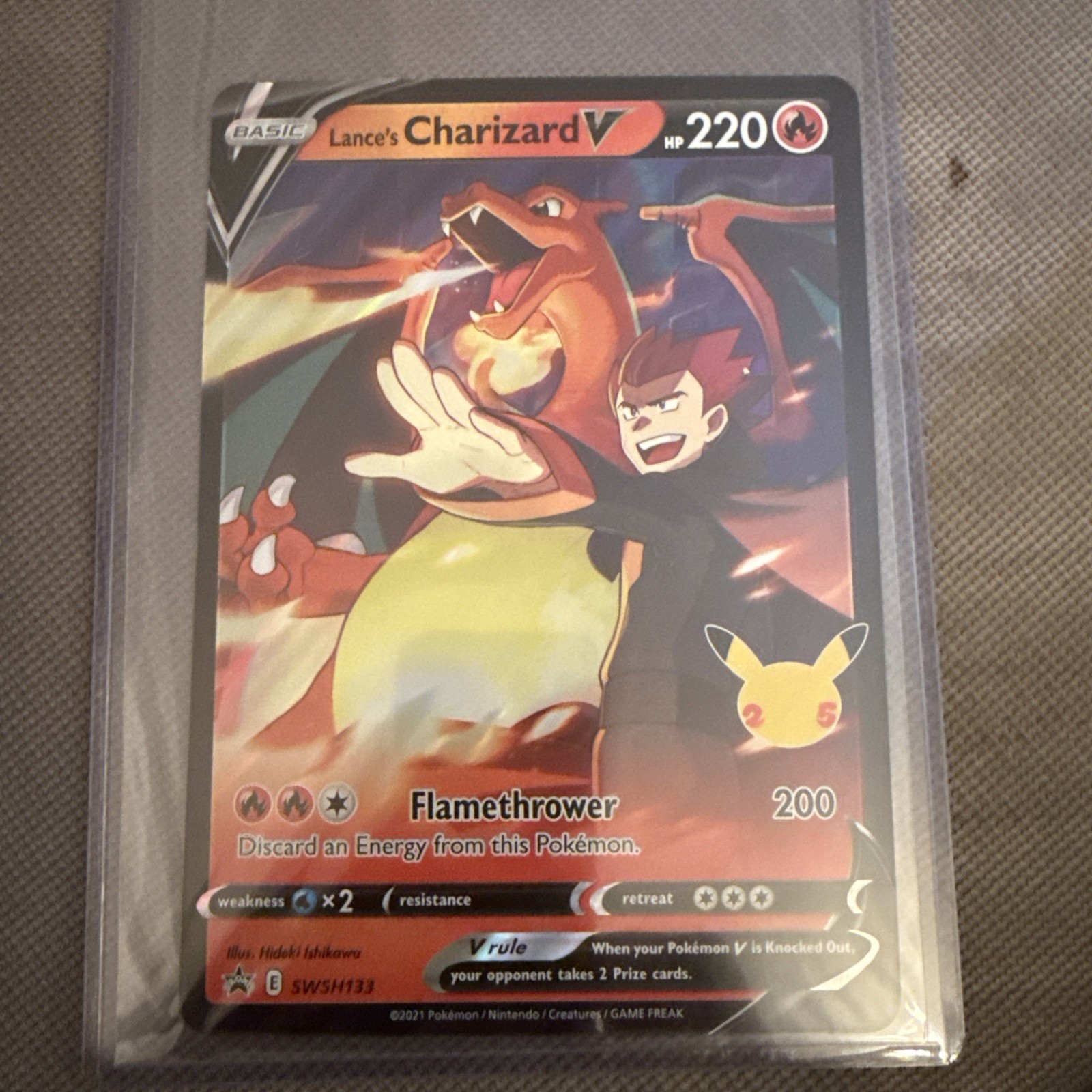 Pokémon TCG Lance's Charizard V SWSH133 Black Star Jumbo Pokemon Promo Card - NM Pokémon TCG Lance's Charizard V SWSH133 Black Star Jumbo Pokemon Promo Card - NM