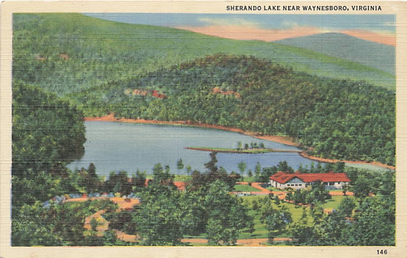 Postcard VA: Sherando Lake Near Waynesboro, Indiana Linen Posted 1948