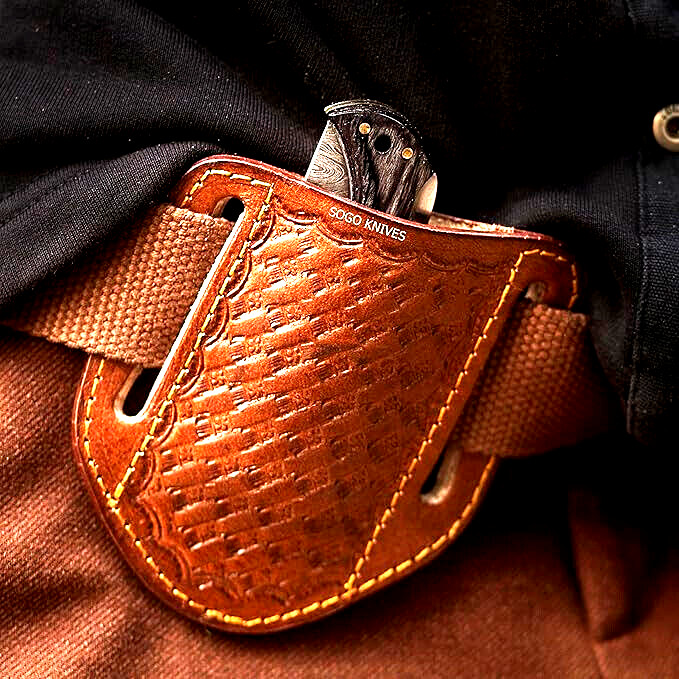 EDC CUSTOM HANDMADE COW ENGRAVED PANCAKE LEATHER SHEATH FOLDING KNIFE 1713 EDC CUSTOM HANDMADE COW ENGRAVED PANCAKE LEATHER SHEATH FOLDING KNIFE 1713
