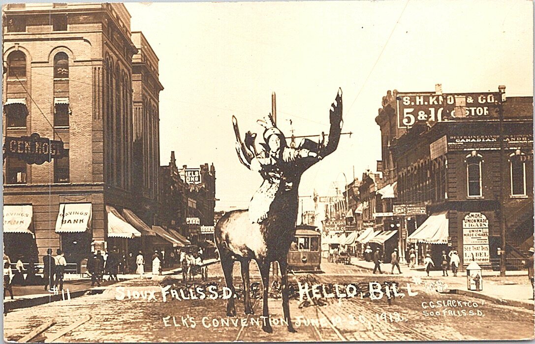 RPPC Sioux Falls South Dakota Street Scene B.P.O.E. Elks Convention early 1900s