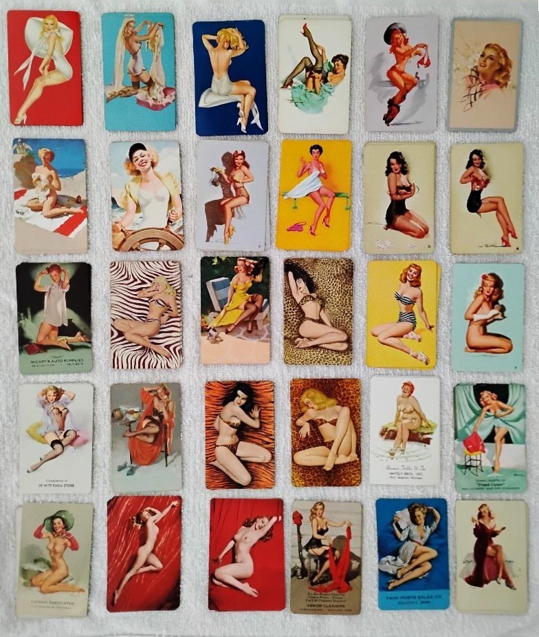 30 Mixed Artists Vintage Pinup Playing Cards Mint & Near Mint 1930s to 1960s