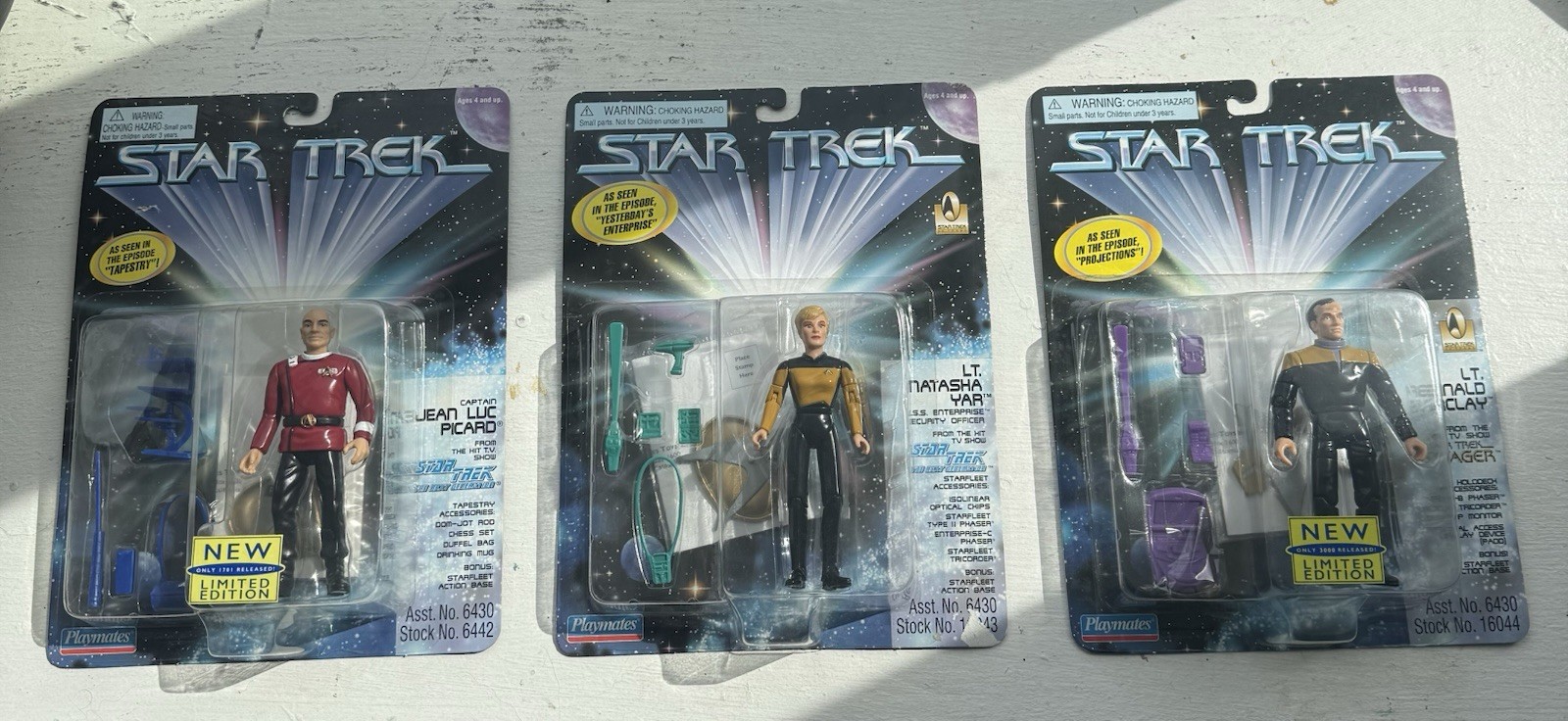 Playmates Star Trek Limited Edition Picard Tasha Yar Reginald Barclay RARE LOT 