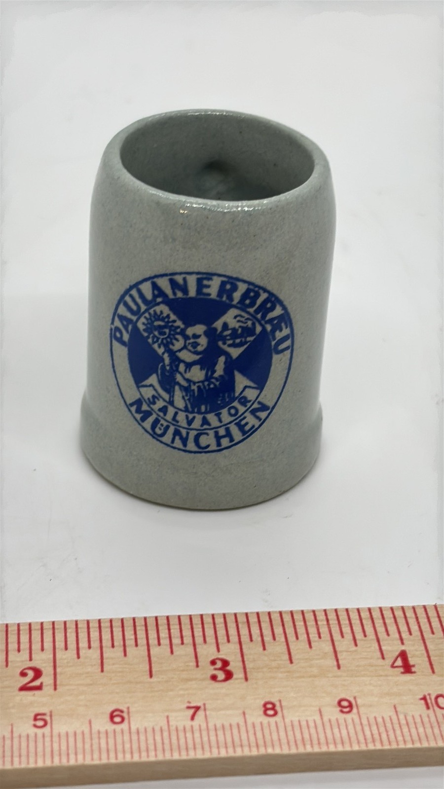 Vintage Paulanerbrau Munchen Salvator Miniature Stoneware Beer Stein Vintage Paulanerbrau Munchen Salvator Miniature Stoneware Beer Stein