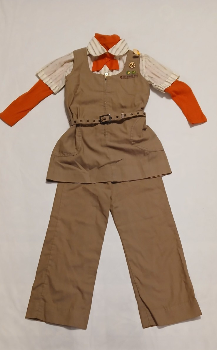 Vintage 1970\'s Brownie Girl Scout Outfit With Brownie Pins, Turtleneck and Sweat