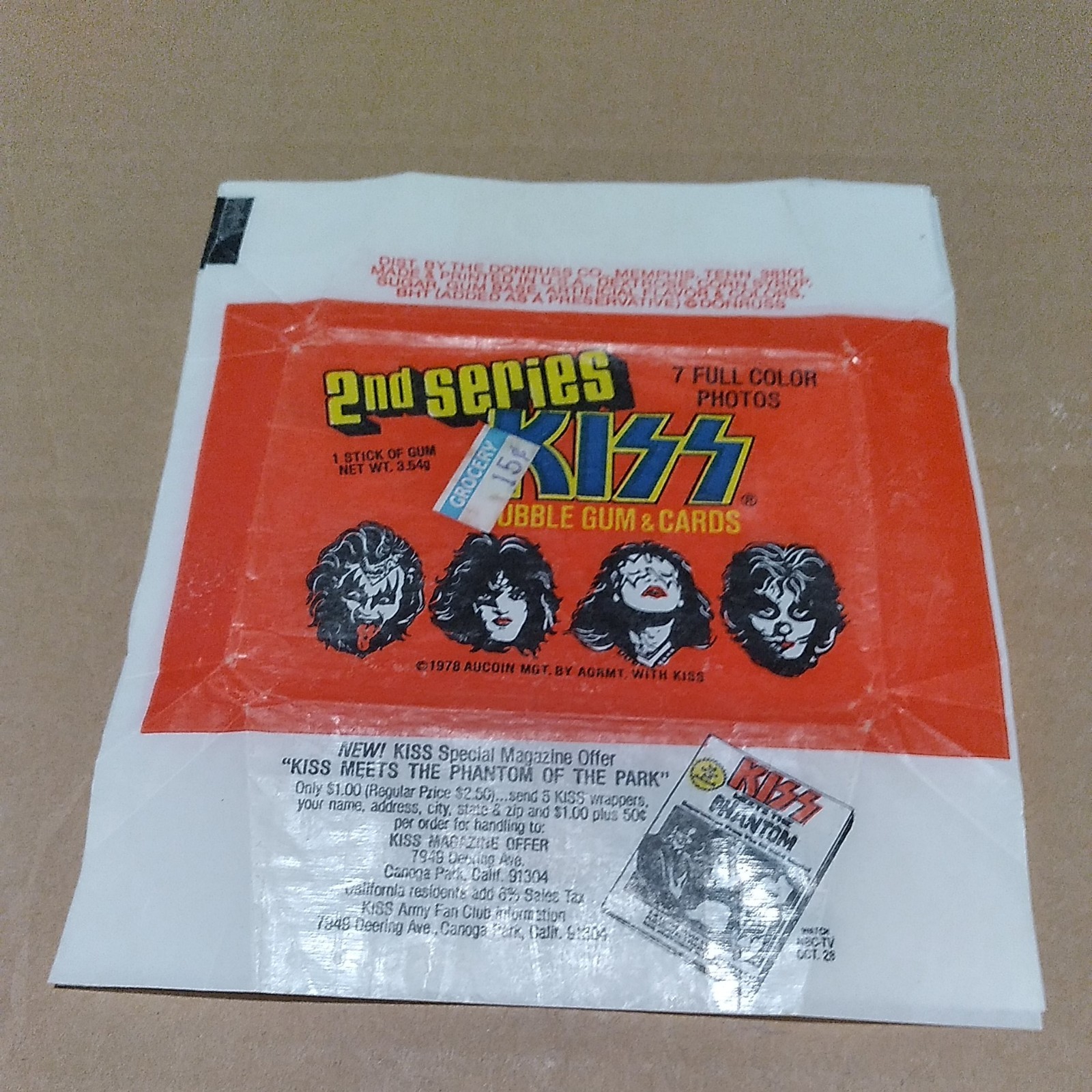1978 Donruss KISS Series #2 Card Wax Pack Wrapper 1978 Donruss KISS Series #2 Card Wax Pack Wrapper