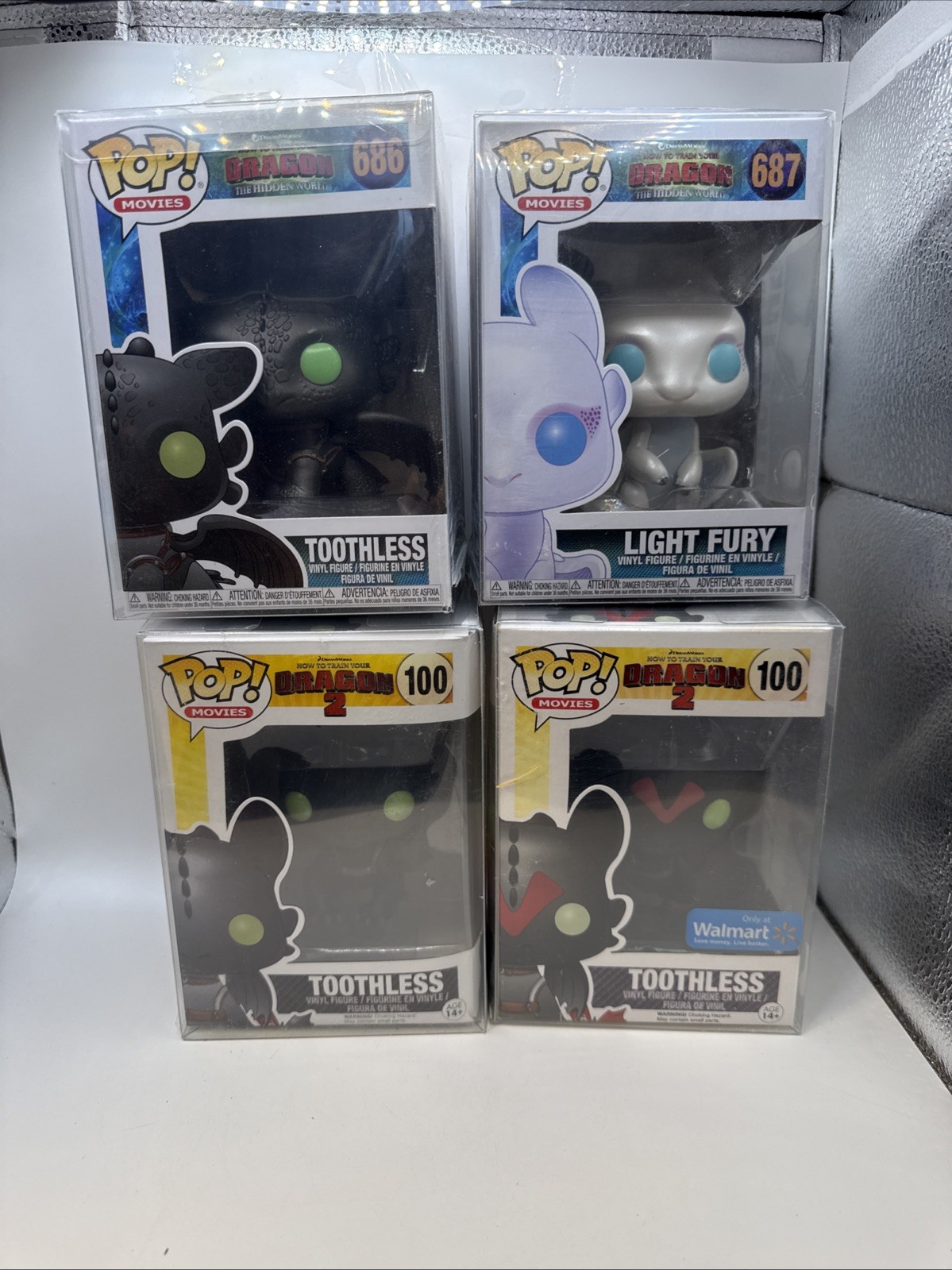 Funko Pop How To Train Your Dragon Set Lot Toothless Light Flurry Night Lights
