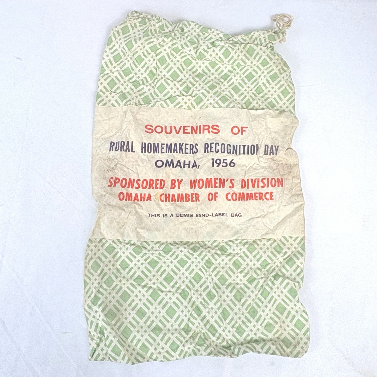 Vtg 1956 Cotton Feed Flour Sack Bemis Band Label Rural Homemakers Omaha NE