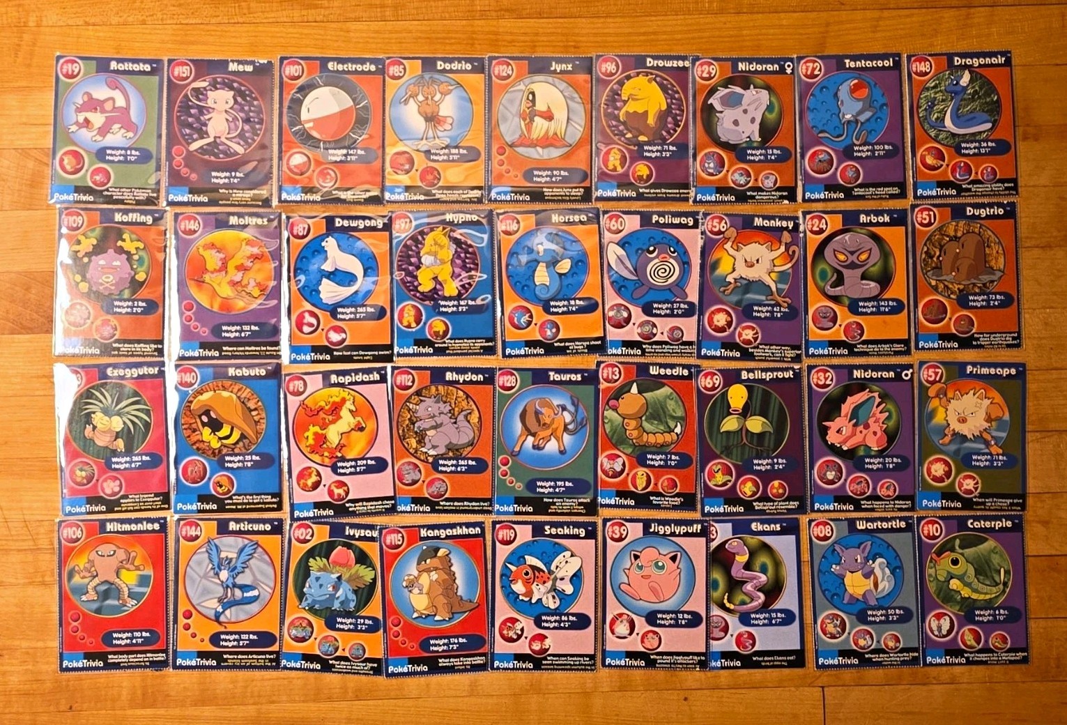 PokeTrivia Burger King Pokémon Trading Cards Lot of 36 English #151