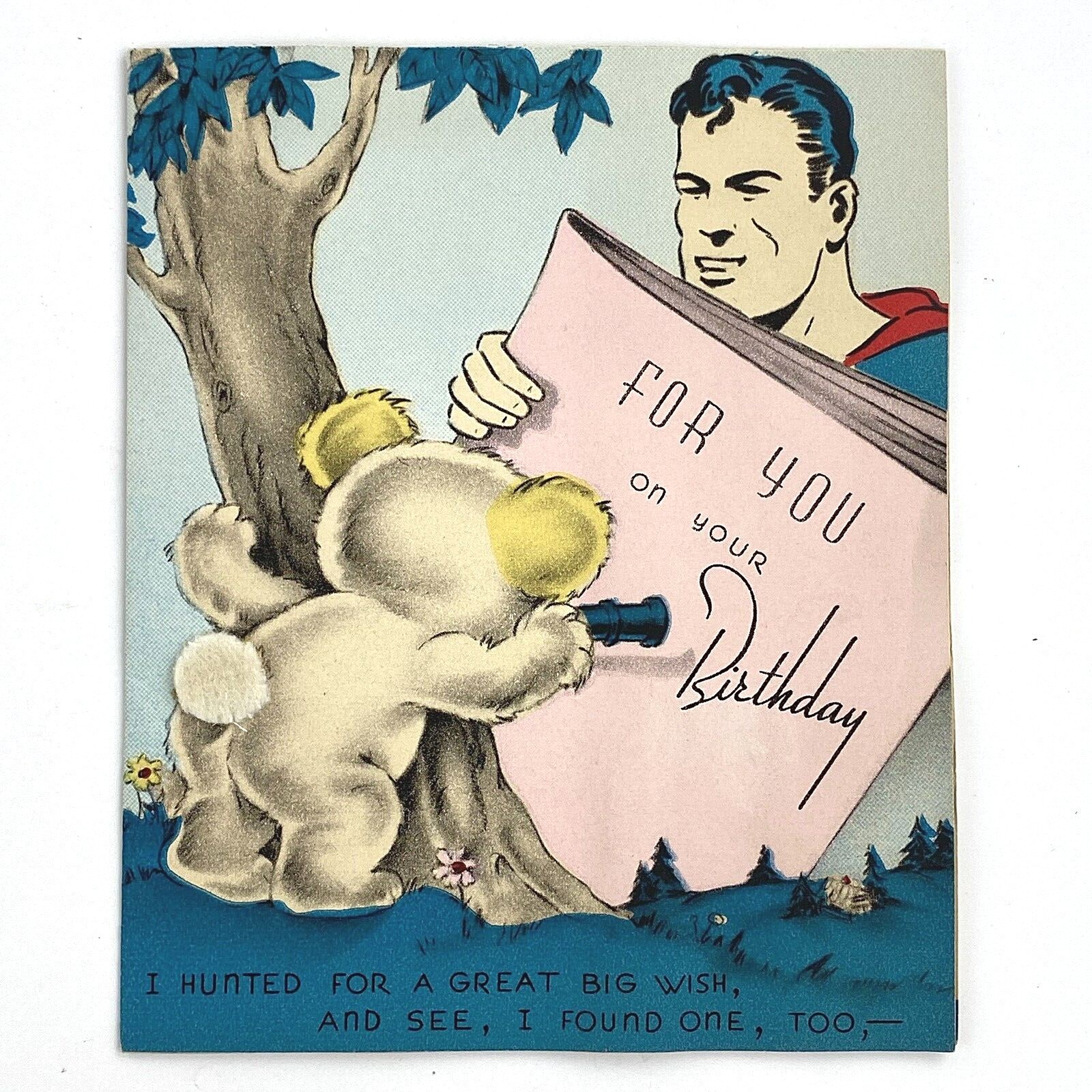 Vintage 1940’s Superman Birthday Greeting Card Early Rare 