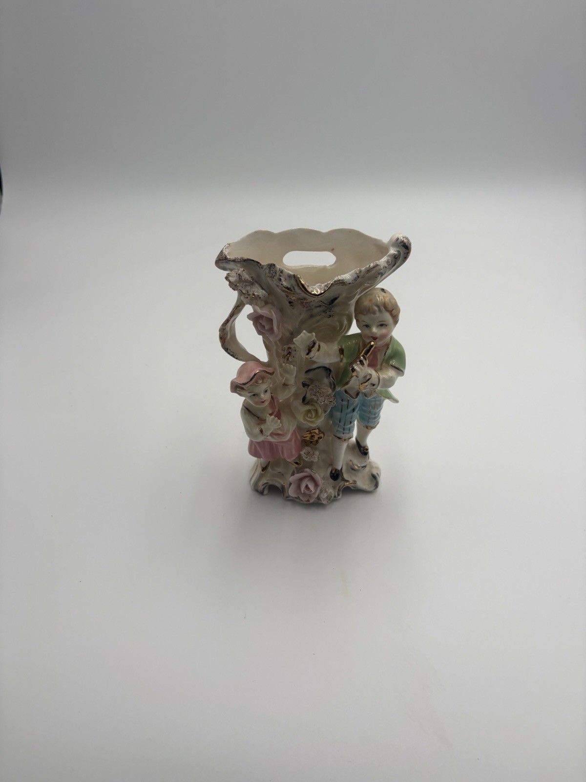 Antique/Vtg Victorian Porcelain Vase Children Playing Figurine