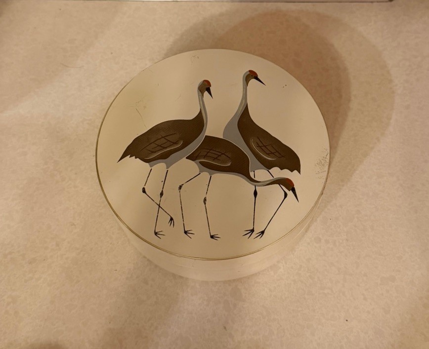 Vintage Otagiri Wendy Morgan Sandhill Crane Lacquerware Coaster Set of 6 w/ Box