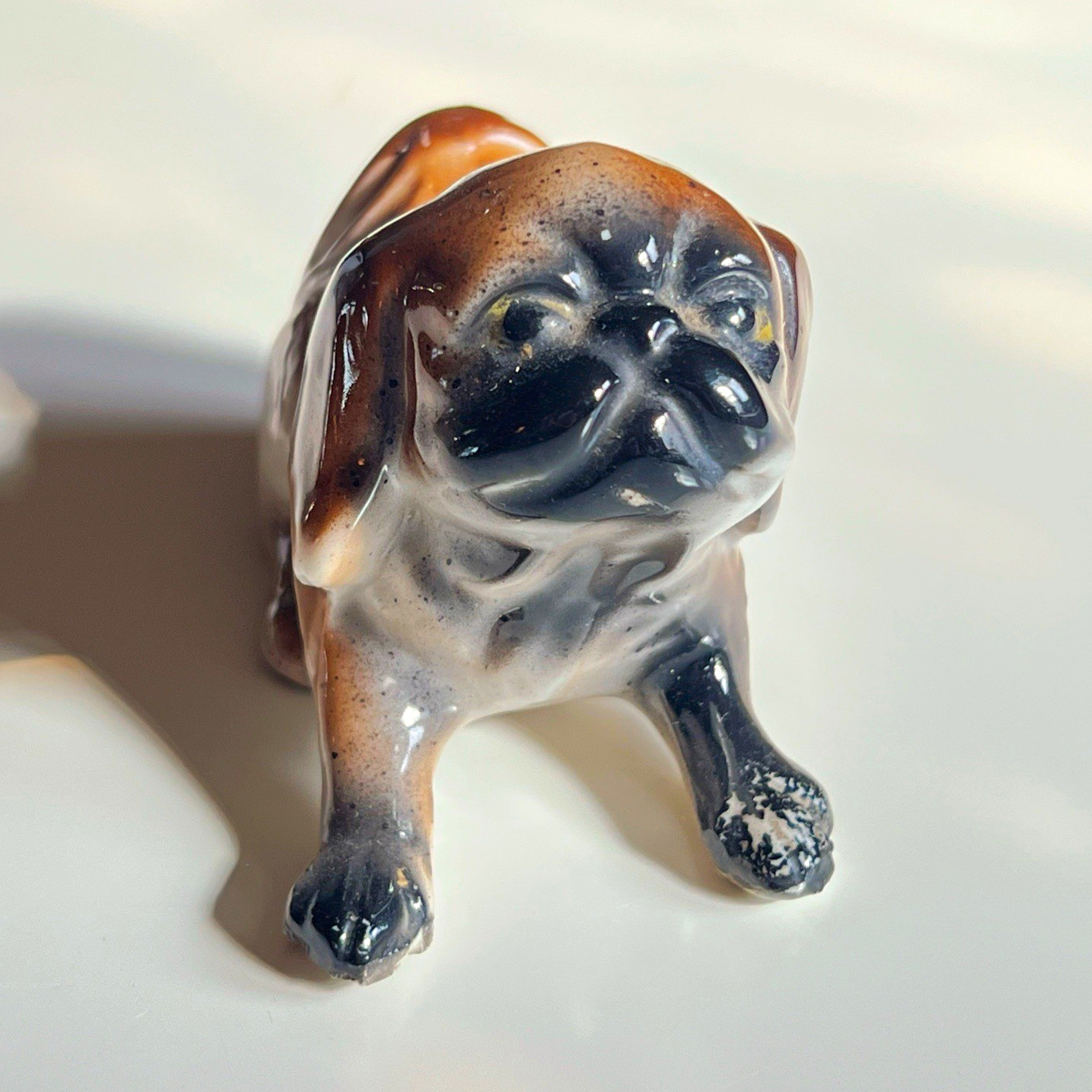 Vintage Pekingese Pug Dog Ceramic Figurine Japan 