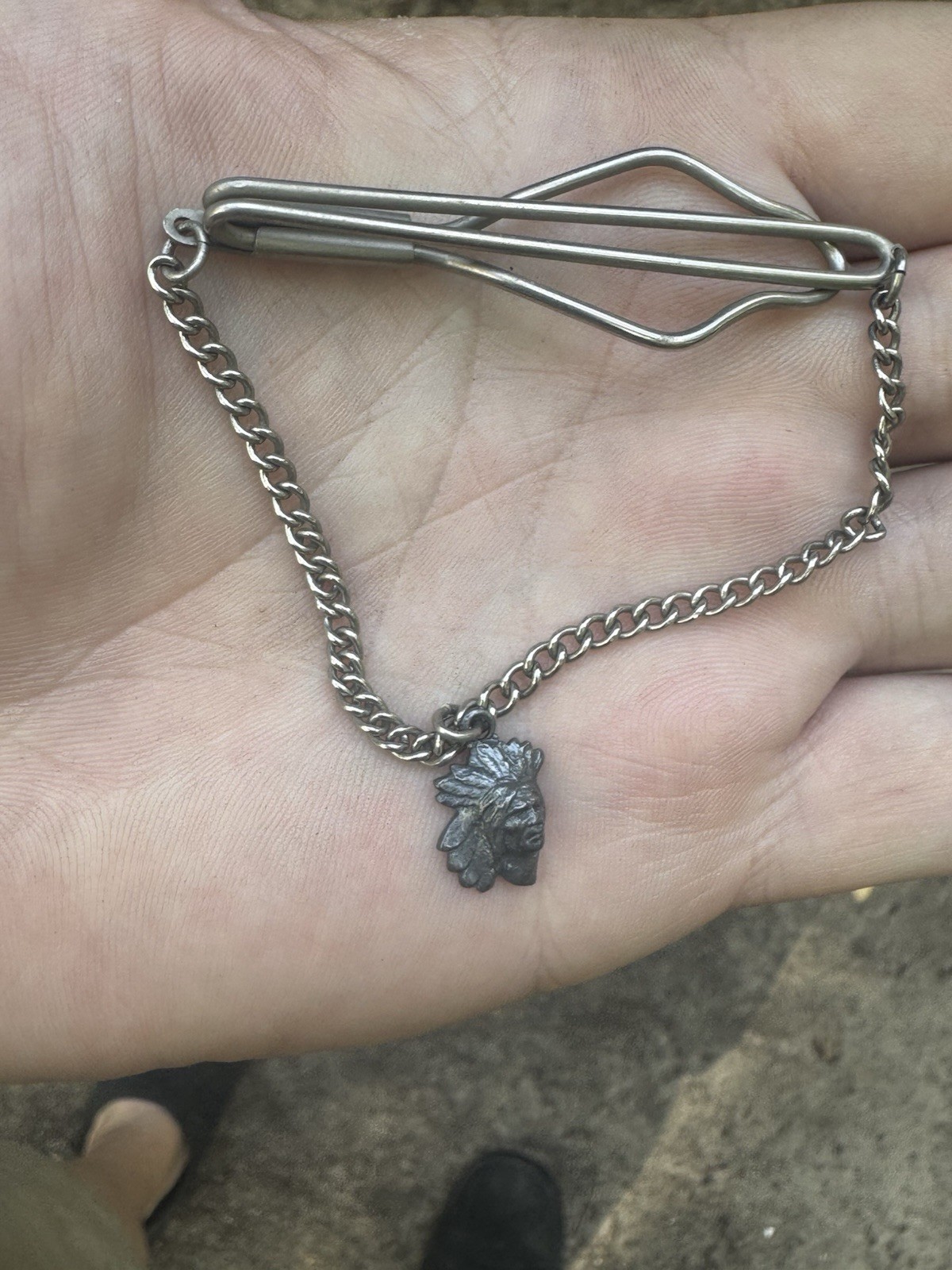Vintage Indian Motorcycle Sterling Silver Tie Bar Chief